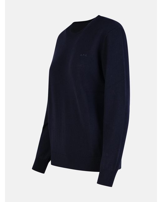 A.P.C. Blue Logo Embroidered Knitted Jumper