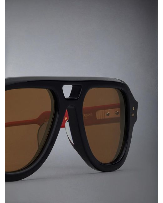 Thom Browne Metallic Eyewear Pilot Frame Sunglasses for men