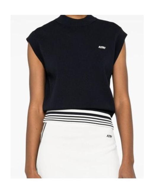 Autry Black Logo Embroidered Knitted Top