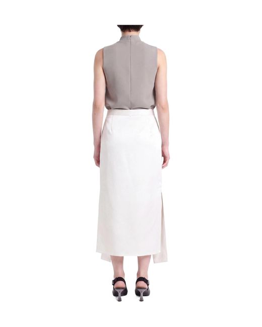 Sportmax White Solid-Color Midi Skirt
