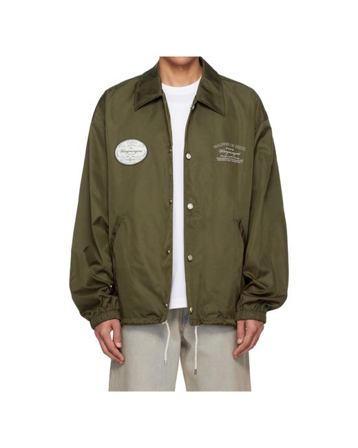 Wooyoungmi Green Taffeta Long-Sleeved Casual Jacket for men