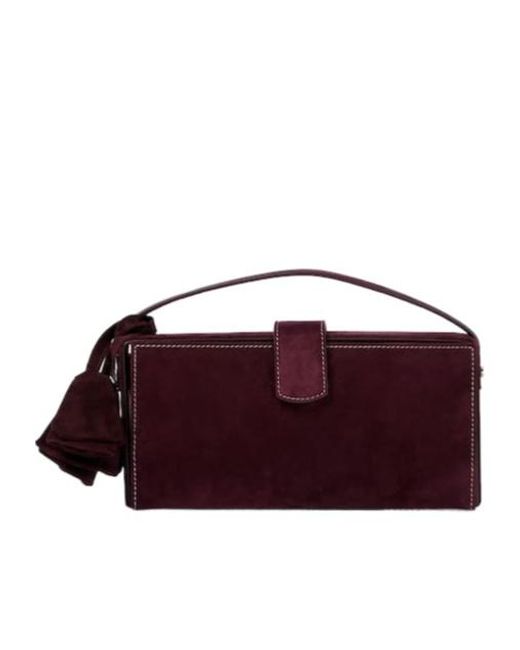Magda Butrym Purple Apolonia Small Suede Clutch