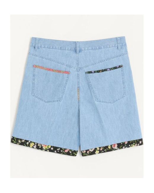Valentino Blue Floral-Trim Denim Shorts for men