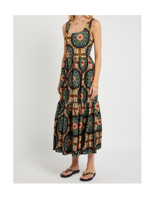 LaDoubleJ White Printed Satin Twill Midi Dress