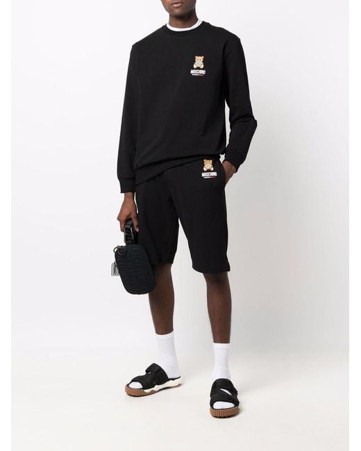 Moschino Black Teddy Bear-Print Crew Neck Sweatshirt for men