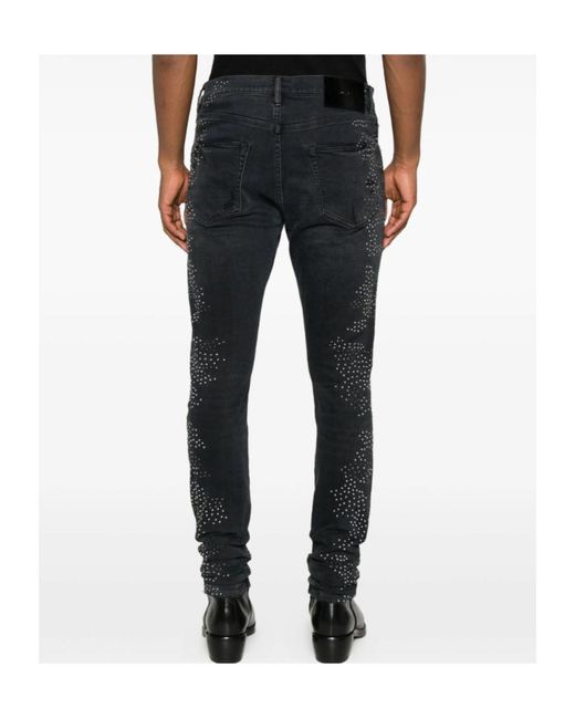Purple Brand Black Embellished Distressed Denim for men
