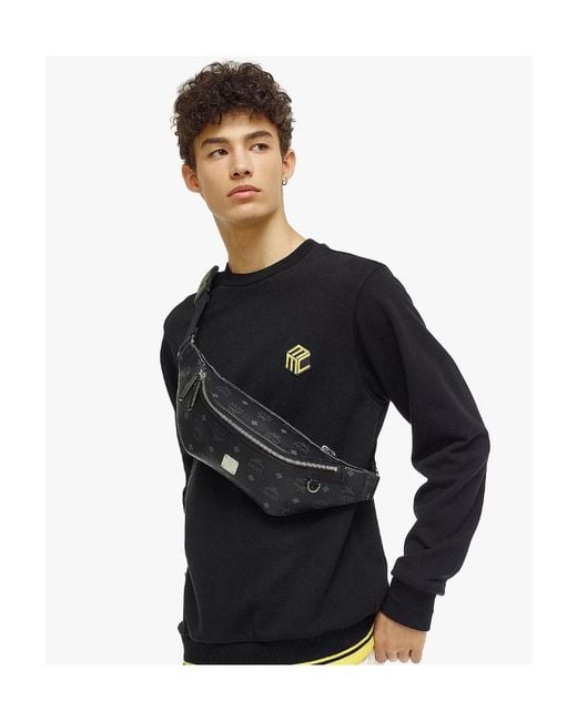 MCM Black Logo-Print Belt Bag for men