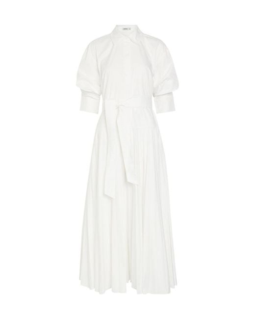Jonathan Simkhai White Belted Cotton-Blend Poplin Maxi Dress