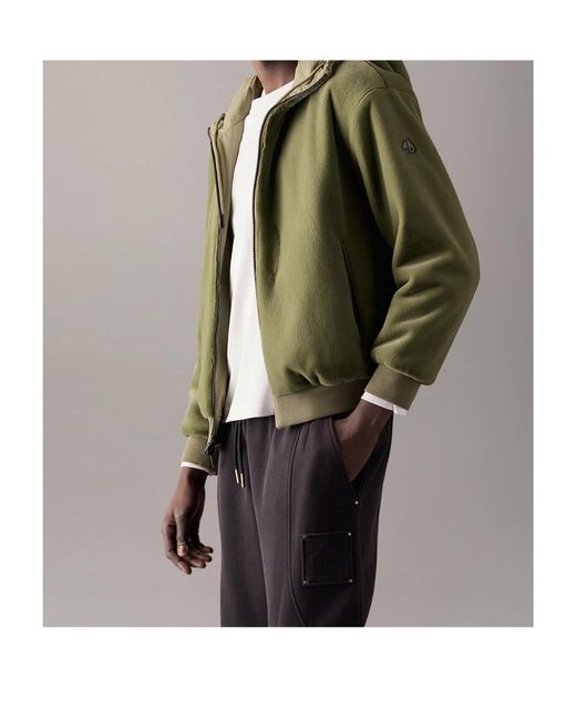 Moose Knuckles Green Roland Reversible Bunny Hooded Logo-Patch Jacket for men