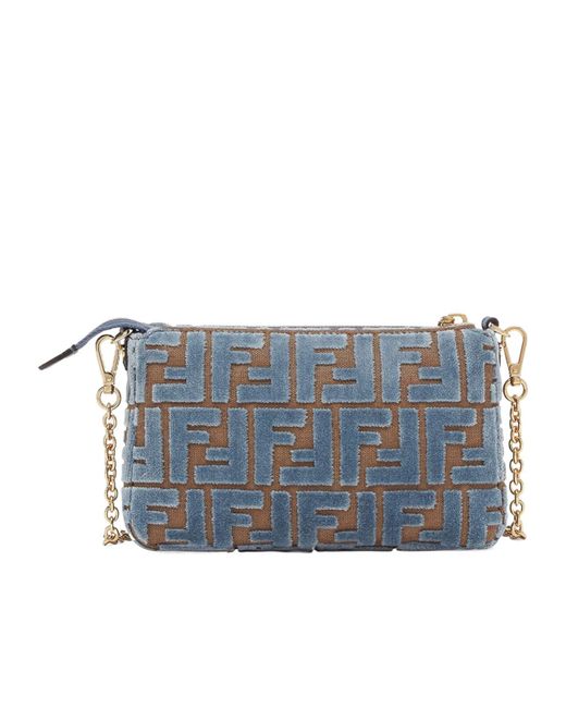 Fendi Baguette Zipped Pouch Crossbody Bag in Blue | Lyst