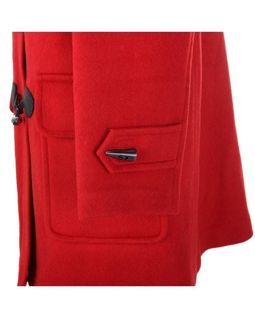 Burberry Red Hooded Long-Sleeved Coat