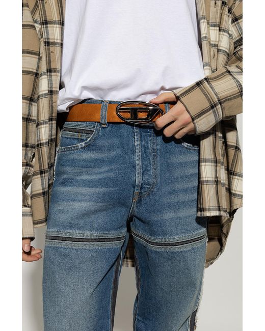 DIESEL White Logo-Buckle Belt for men