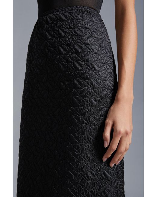 Moncler Black Quilted Midi Skirt