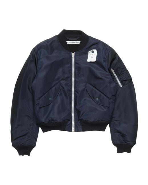 Acne Blue Nylon Bomber Jacket for men