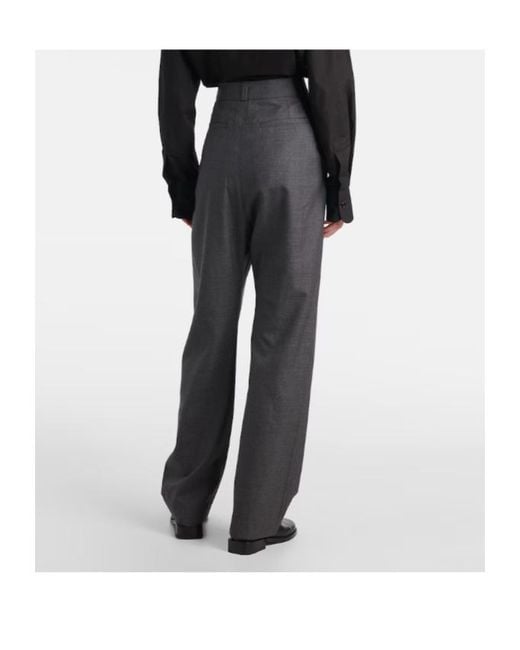 Lemaire Black Pleated Straight-Leg Trousers
