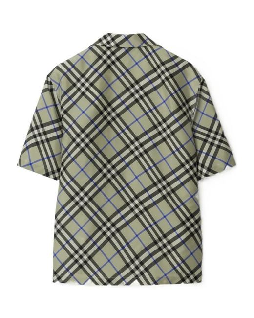 Burberry Gray Nova Check Silk Shirt for men
