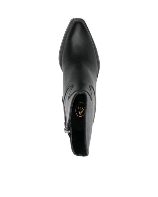 Ash Black Thick Heeled Short Boots