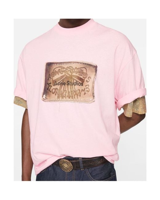 Acne Pink Logo-Patch Jeans for men