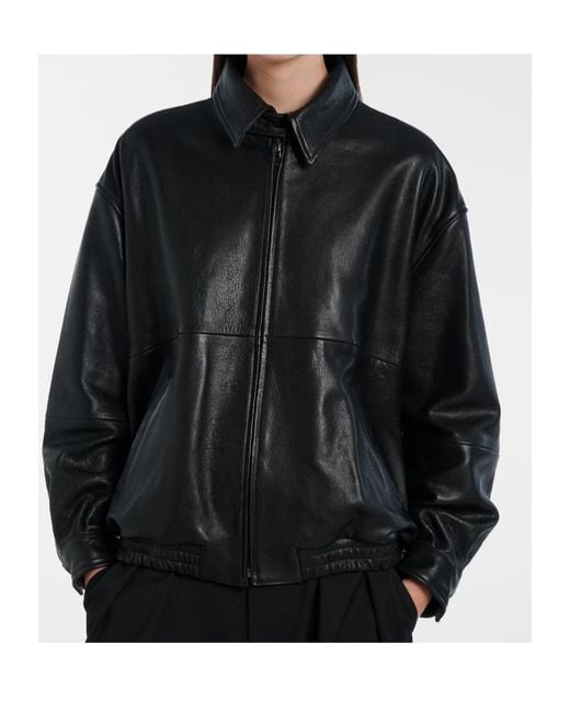 Nour Hammour Black Long-Sleeved Leather Jacket