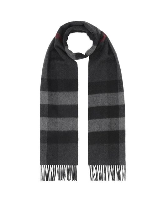 Burberry Black Check Fringed Scarf for men