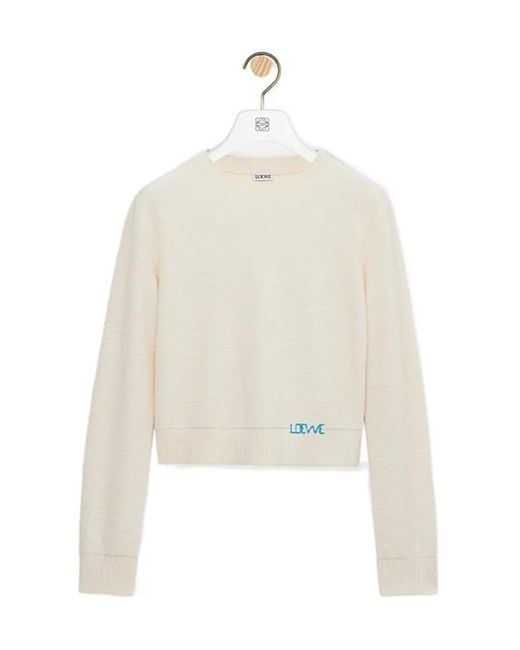 Loewe White Logo Embroidered Crewneck Jumper