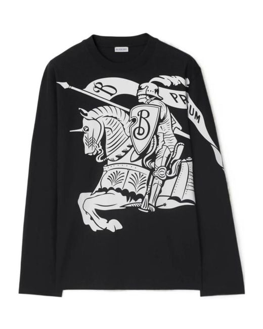 Burberry Black Long Sleeve T-Shirt With Ekd Print for men