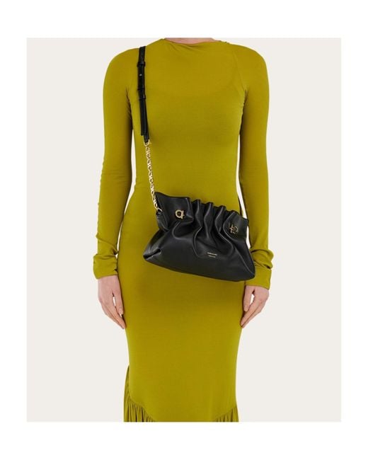 Ferragamo Black Small Piercing Shoulder Bag