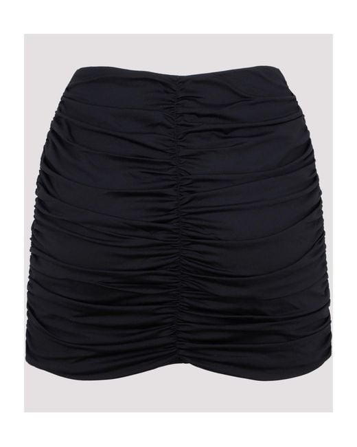 LaRevêche Blue Lillibet Floral-Appliqué Gathered Miniskirt
