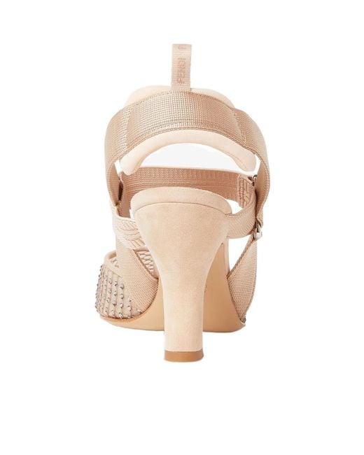 Fendi Natural Nude Mesh And Suede High-Heeled Slingbacks