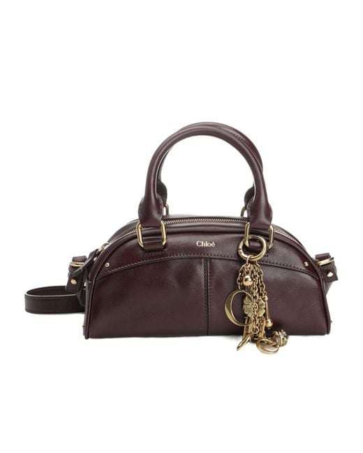 Chloé Brown Chloé Small Bowling Top Handle Bag