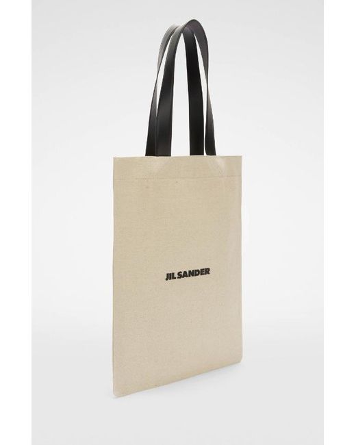 Jil Sander Natural Logo Printed Top Handle Bag for men