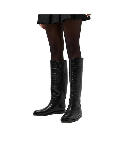 Paris Texas Black Solid Color Knee High Boots
