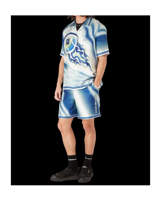 Casablanca Blue The Art Of The Serve Silk Shorts for men