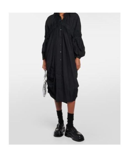 Comme des Garçons Black Draped Cotton Midi Dress