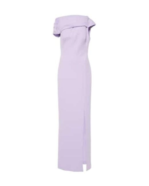 Safiyaa Purple Derra Draped Crepe Dress