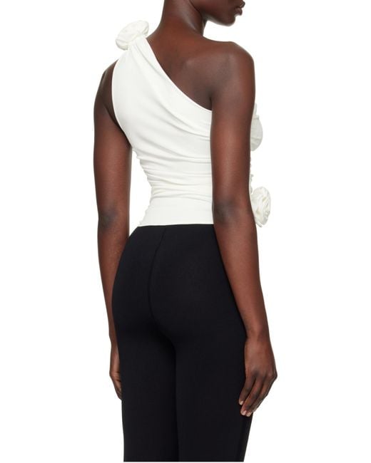 Magda Butrym White One Shoulder Ruched Top