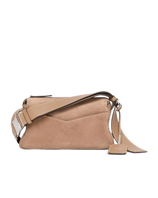 Max Mara Brown Zippered Shoulder Bag