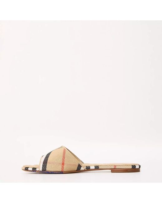Burberry White Burb Sloane Flat Sandals