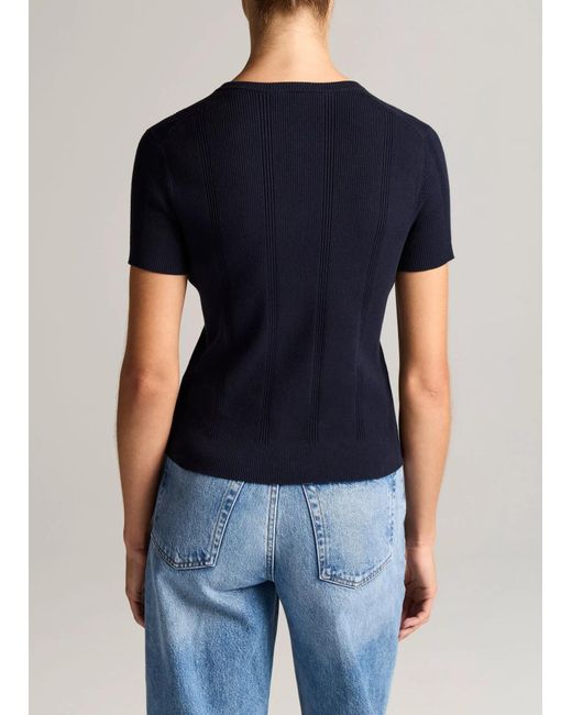 Vince Blue Short-Sleeve Knitted Cardigan