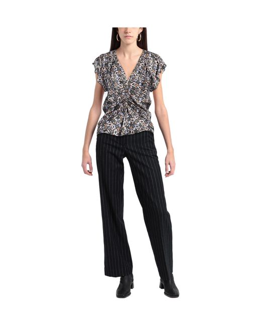 Isabel Marant Black Satin Shortsleeve Top