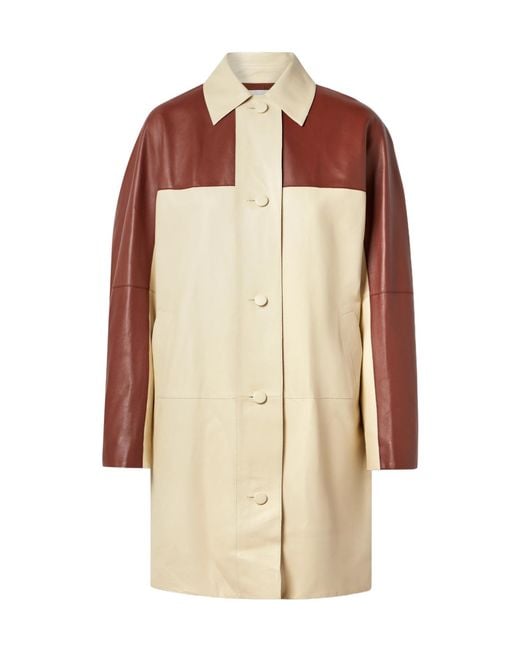 Lafayette 148 New York Natural Oversized Two-Tone Leather Jacket