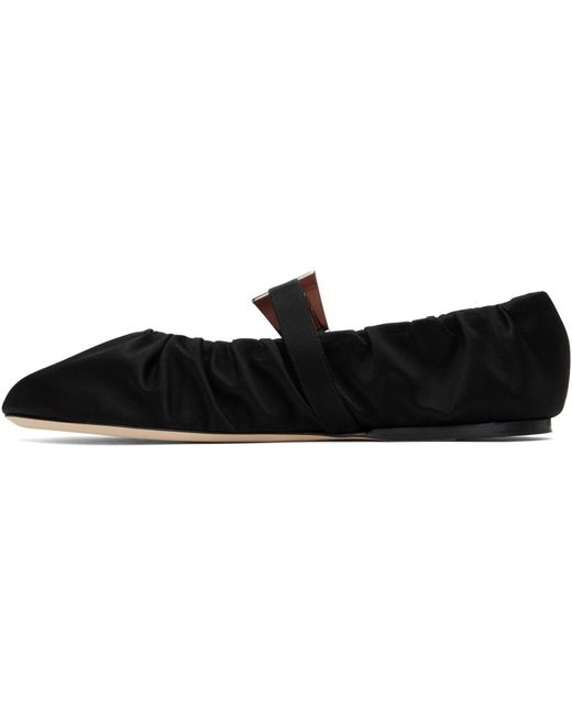 Paris Texas Black Sveva Plisse Buckle Ballet Flats