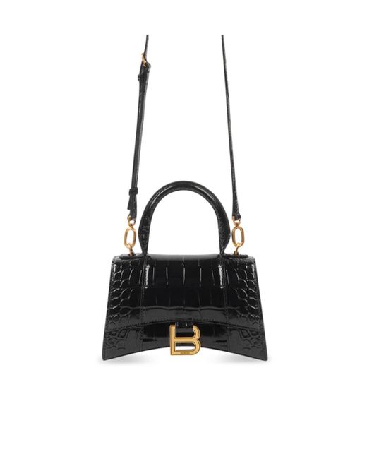 Balenciaga Black Hourglass Xs Top Handle Bag