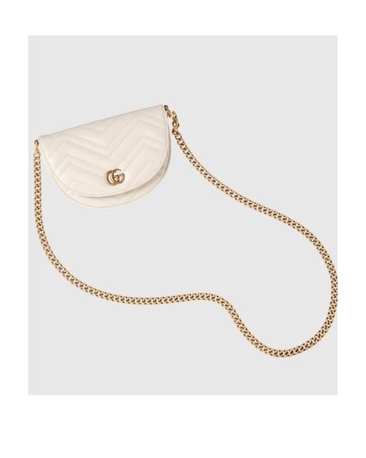 Gucci White Gg Marmont Matelassé Mini Crossbody Bag