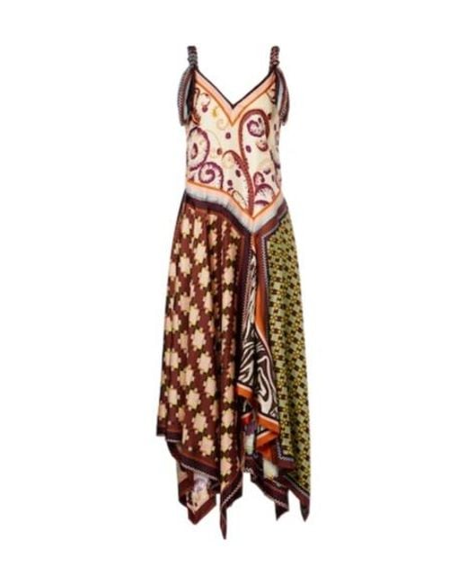 ALÉMAIS Brown Wilson Asymmetric Silk Twill Midi Dress
