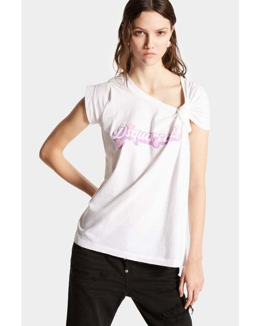 DSquared² White Logo Printed Crewneck T-Shirt