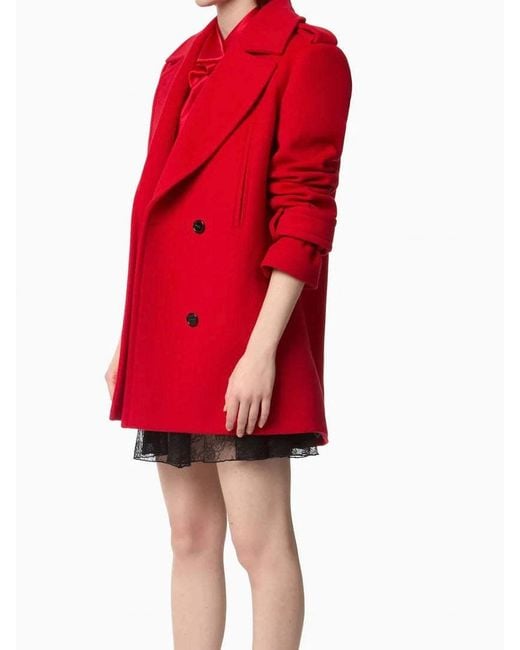 Nina Ricci Red Double-Breasted Peacoat