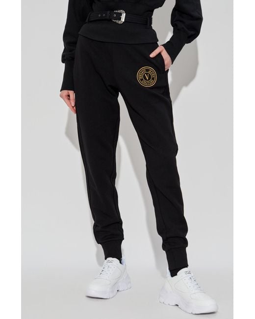 Versace Jeans Black Couture Logo Embroidered Drawstring Sweatpants