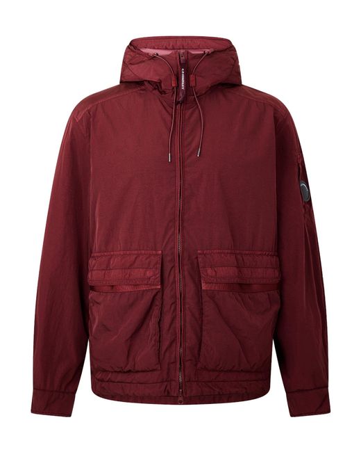 C P Company Red Hooded Technical Jacket for men