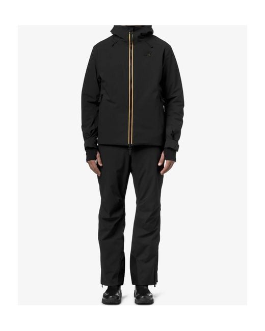 K-Way Black Logo Detailed Straight-Leg Trousers for men